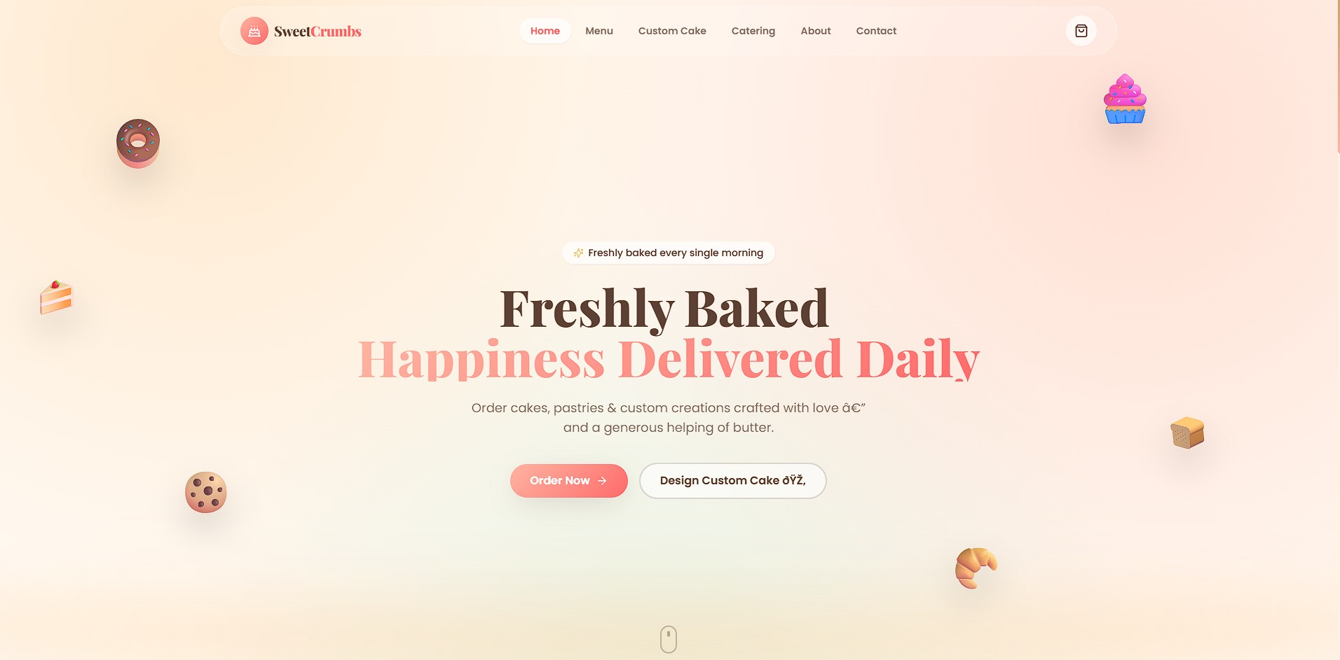 Sweet Crumbs — Premium Bakery & Custom Cake Platform screenshot